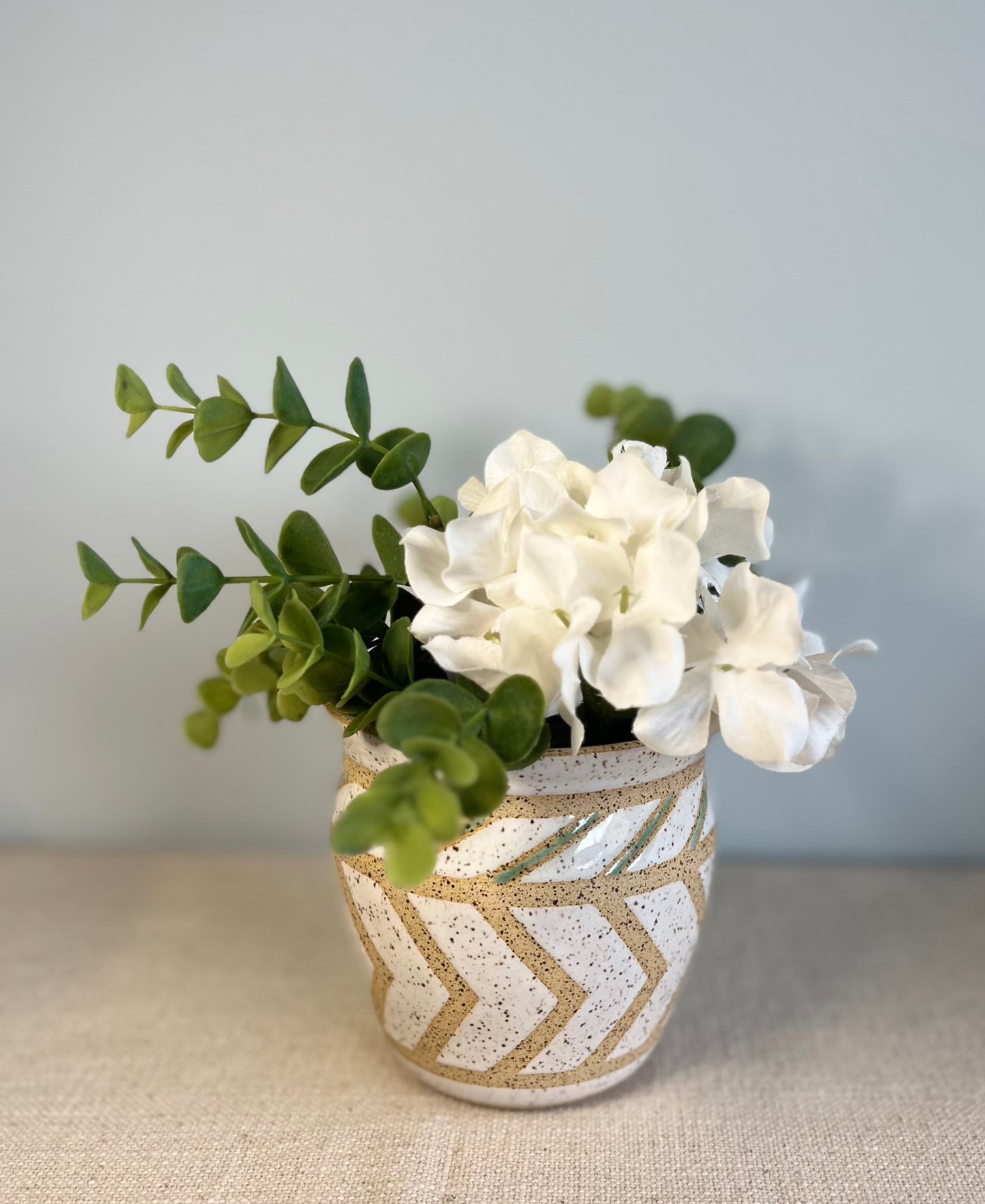 Chevron Vase - White & Green