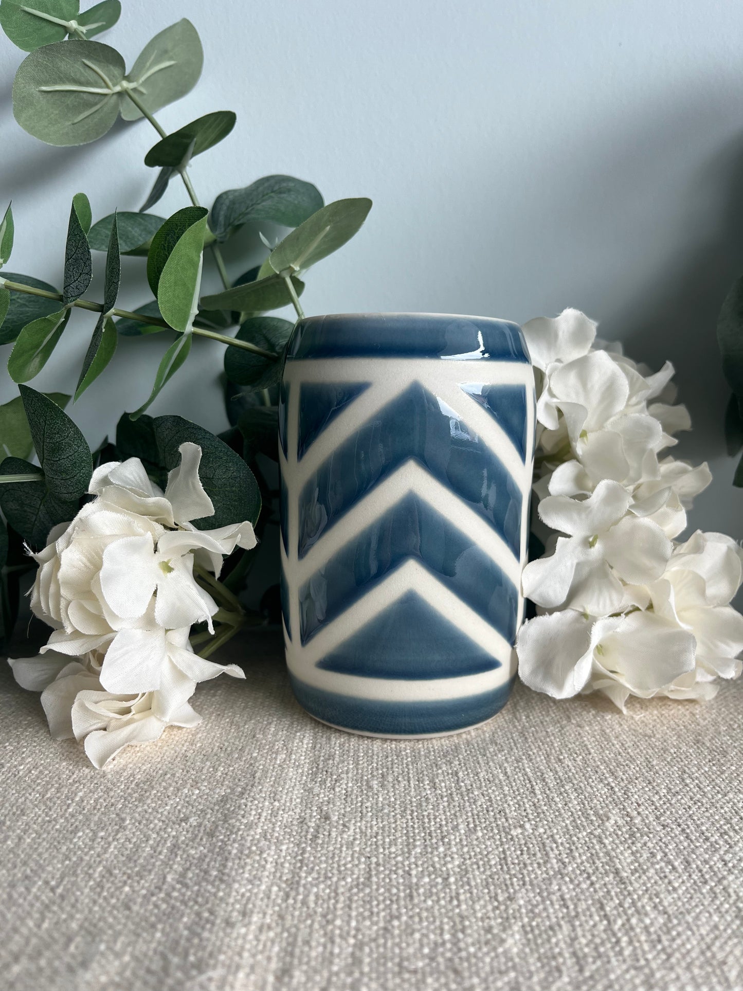 Blue Chevron Vase *2nds*