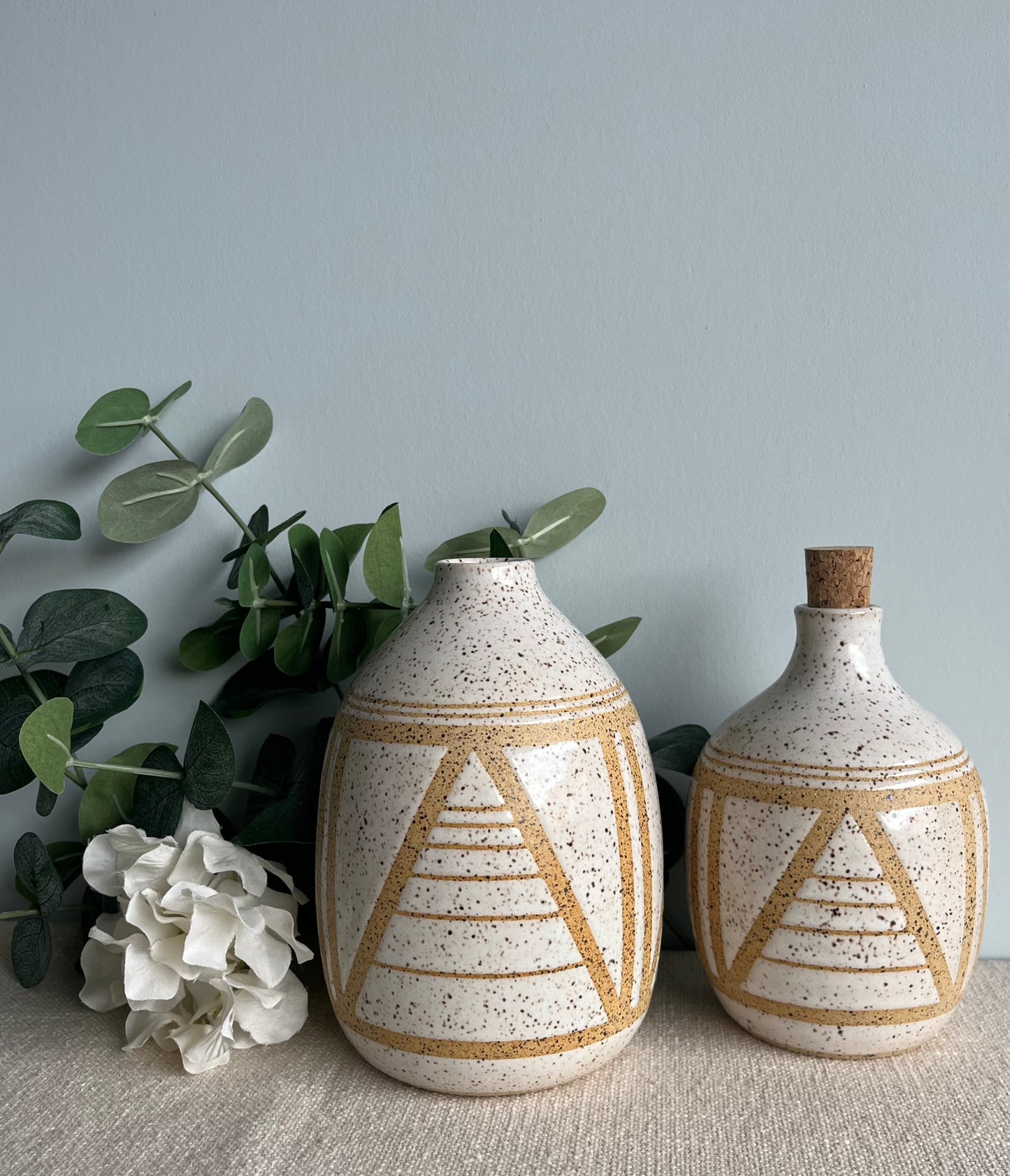 Speckled White Bottle Vase - Tall