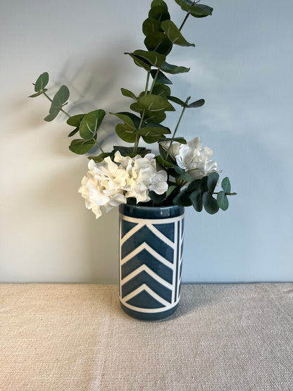 Blue Chevron Vase #3