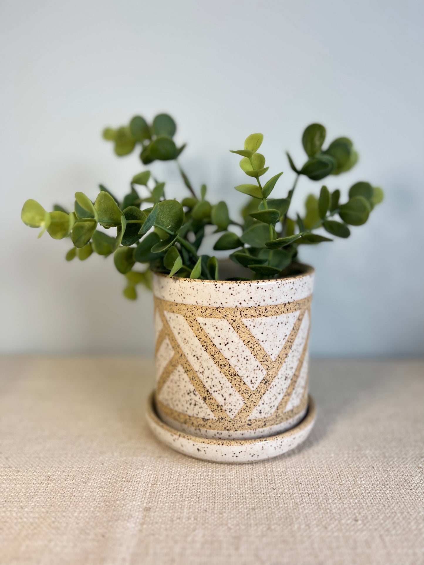 Speckled White Geometric Planter #1