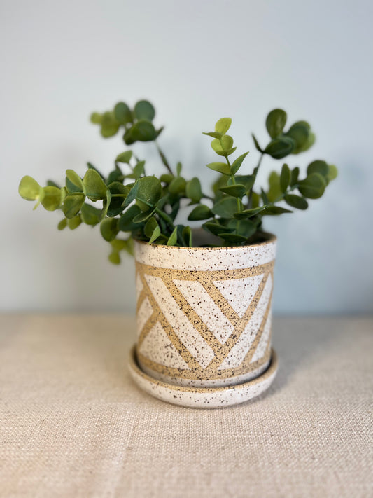 Speckled White Geometric Planter #1