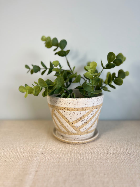 Speckled White Geometric Planter #2