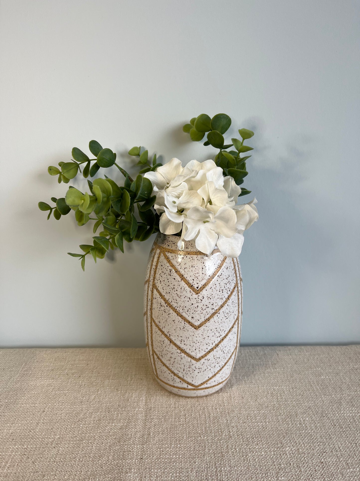 Tall Chevron Vase - White