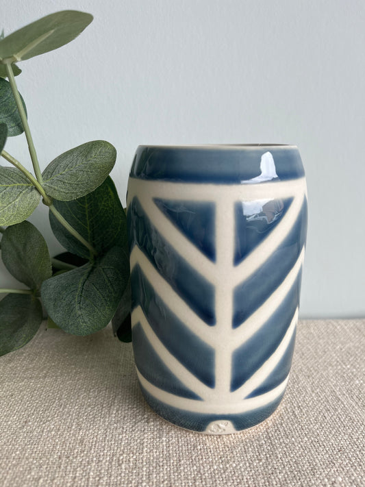 Blue Chevron Vase *2nds*