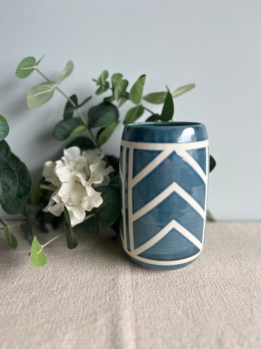 Blue Chevron Vase #2