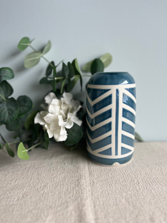 Blue Chevron Vase #1