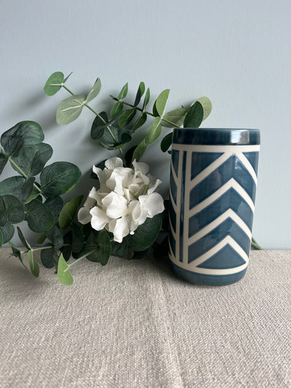 Blue Chevron Vase #3