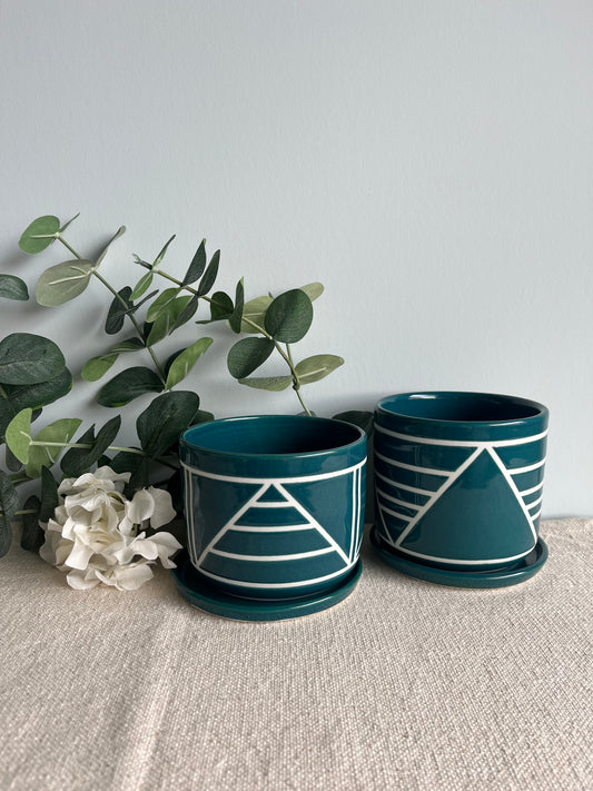 Teal Triangles Planter