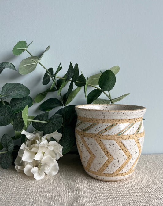 Chevron Vase - White & Green